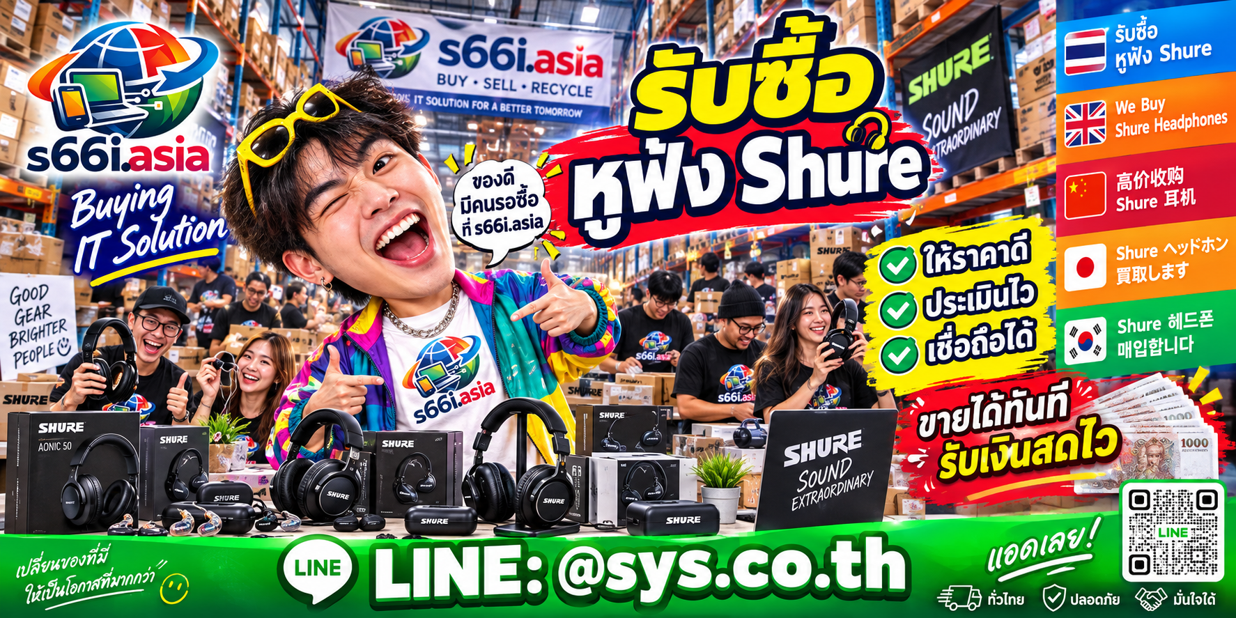 โกดังรับซื้อหูฟัง Shure s66i.asia มีลูกค้านำสินค้ามาประเมิน