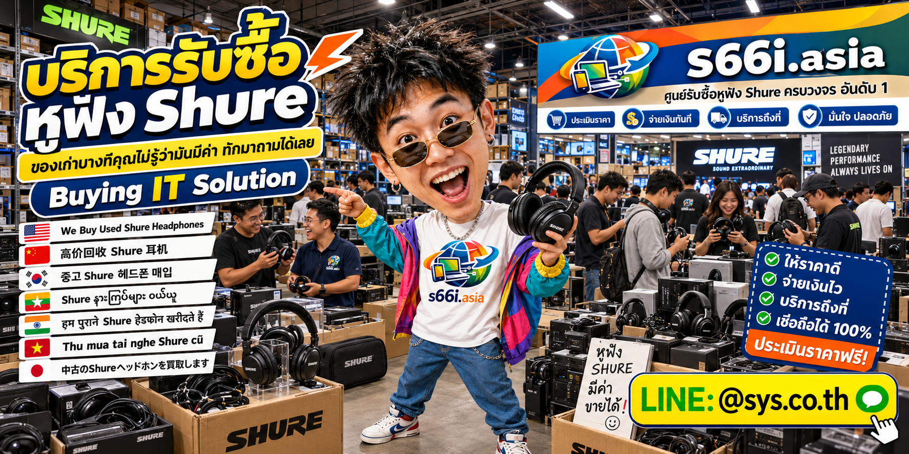 ทีมงาน s66i.asia รับซื้อหูฟัง Shure ในโกดังไอที