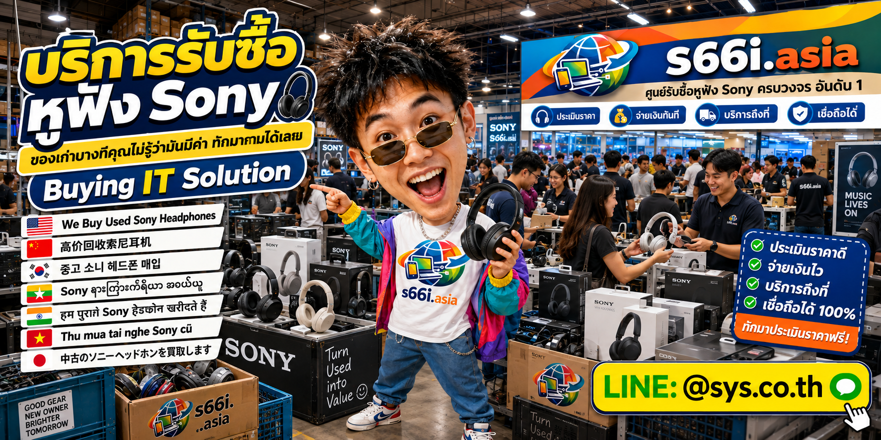 ทีมงาน s66i.asia รับซื้อหูฟัง sony ในโกดังหูฟังและสินค้าไอที