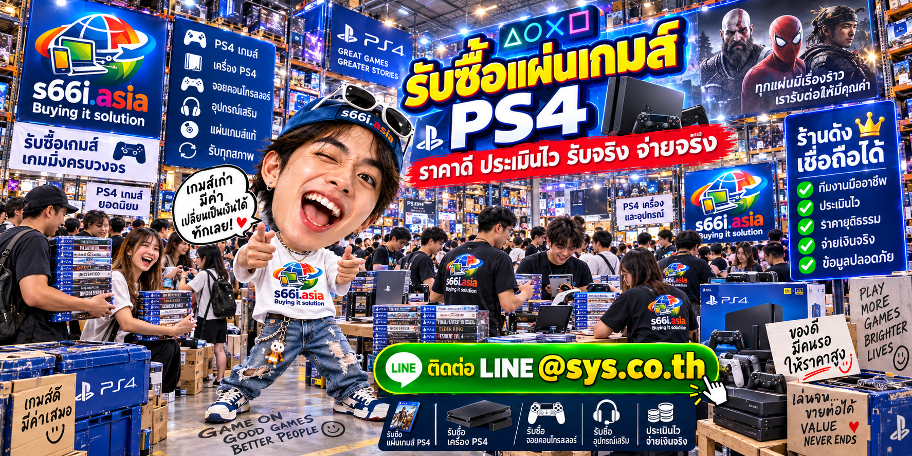 s66i.asia Buying IT Solution รับซื้อแผ่นเกมส์ PS4 ติดต่อ LINE @sys.co.th