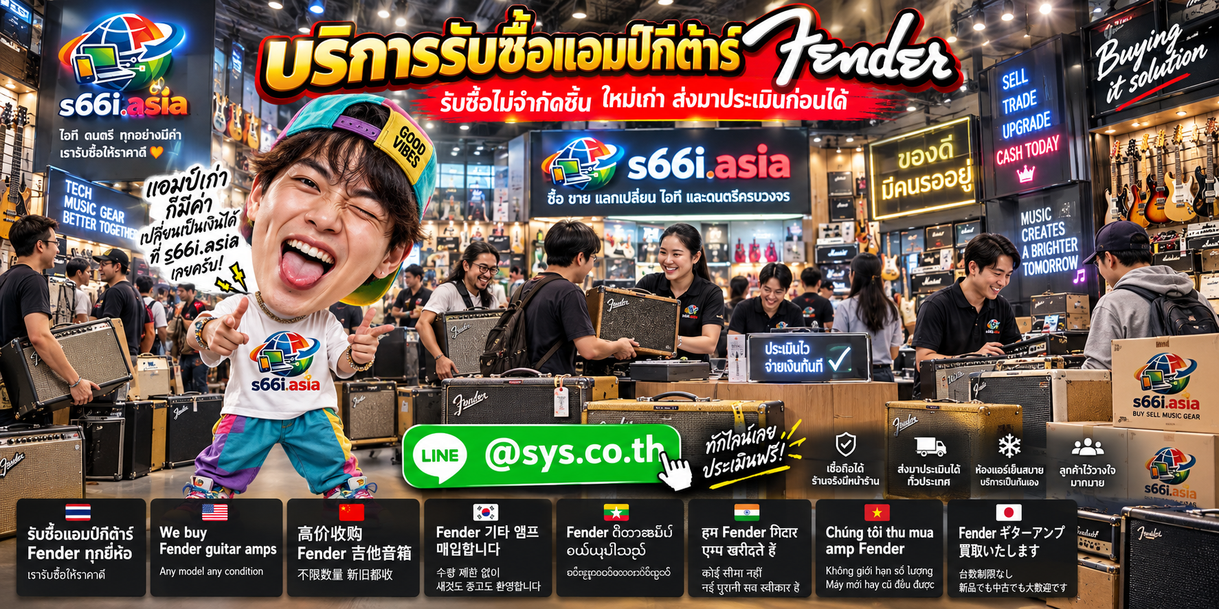 ทีมงาน s66i.asia รับซื้อแอมป์กีต้าร์ Fender ในโกดังอุปกรณ์ดนตรี