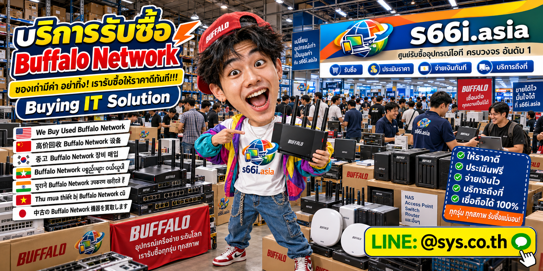 ทีมงาน s66i.asia รับซื้อ Buffalo Network ในโกดังไอที