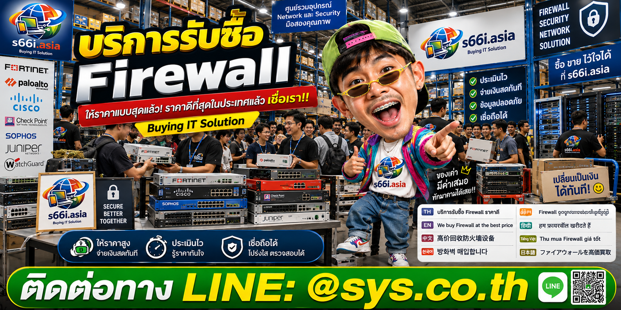 โกดัง s66i.asia รับซื้อfirewall มือสอง มีลูกค้าและทีมงานให้บริการจำนวนมาก
