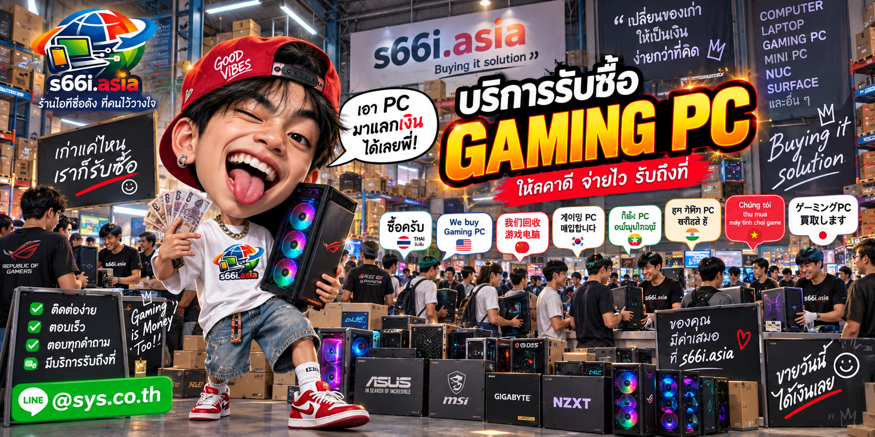 ช่องทาง LINE @sys.co.th สำหรับขาย Gaming PC ให้ s66i.asia