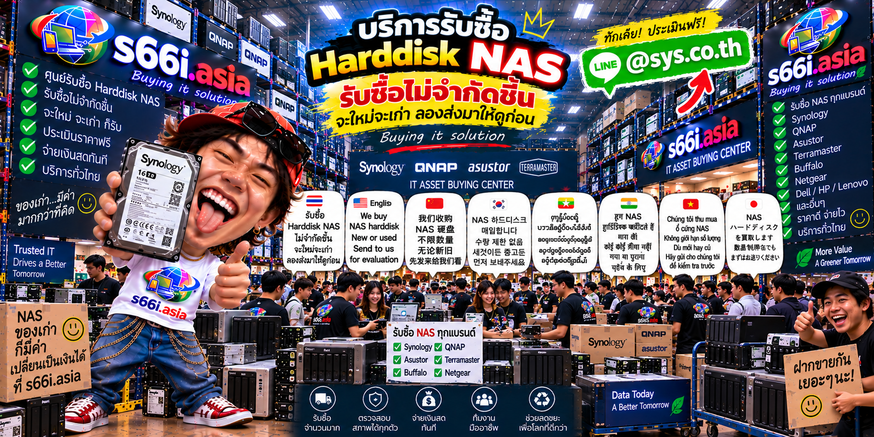 ทีมงาน s66i.asia รับซื้อ Harddisk NAS และ NAS Storage ในโกดังไอที