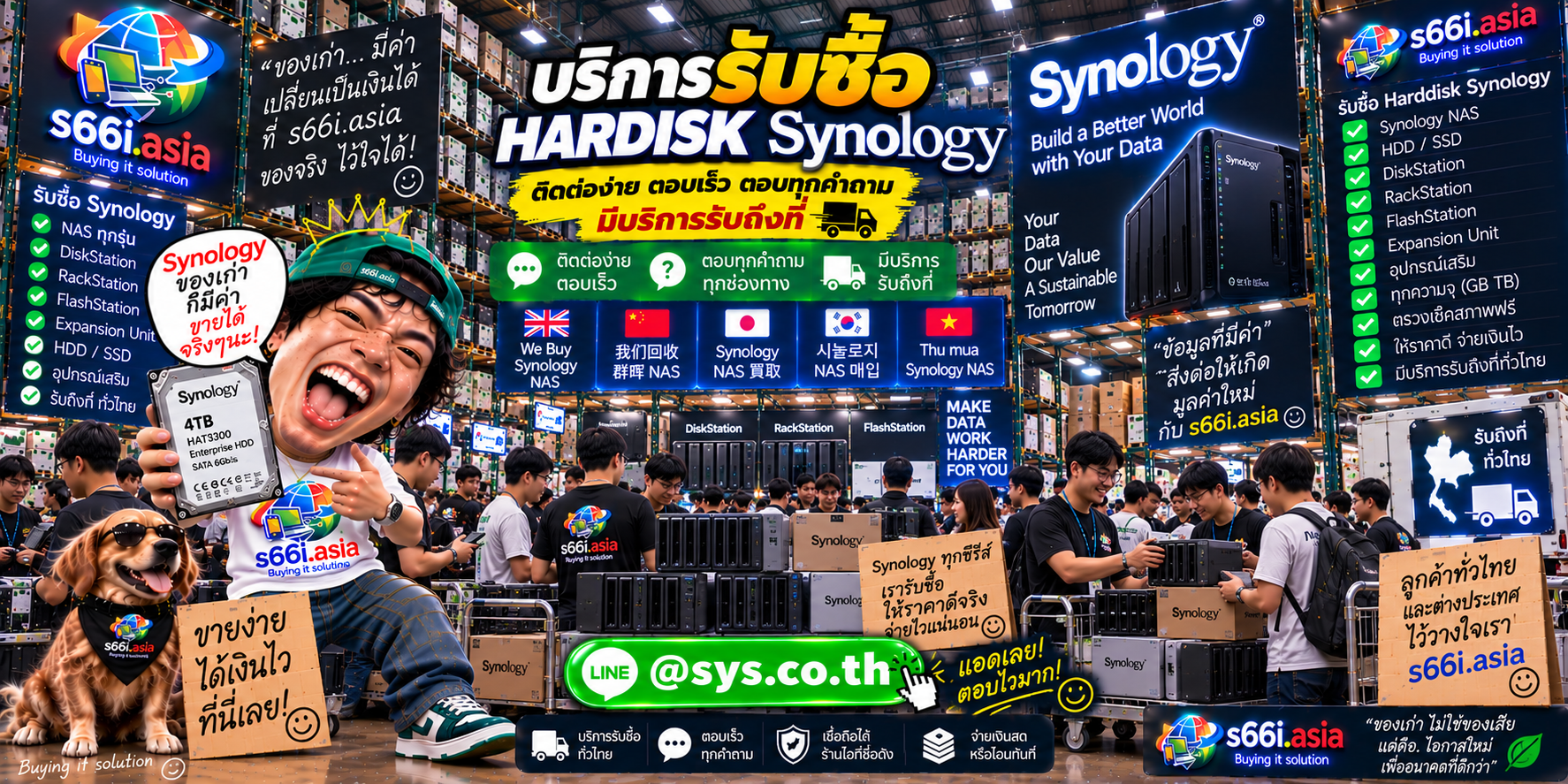 ช่องทาง LINE @sys.co.th สำหรับขาย Harddisk Synology ให้ s66i.asia