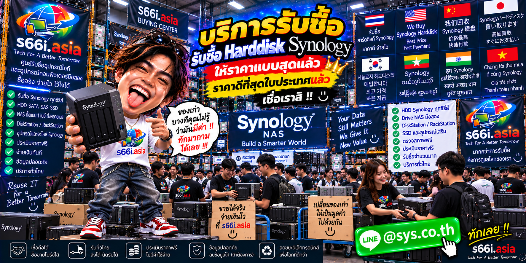 โกดังรับซื้อ Harddisk Synology s66i.asia มีลูกค้านำ HDD และ NAS มาประเมินจำนวนมาก