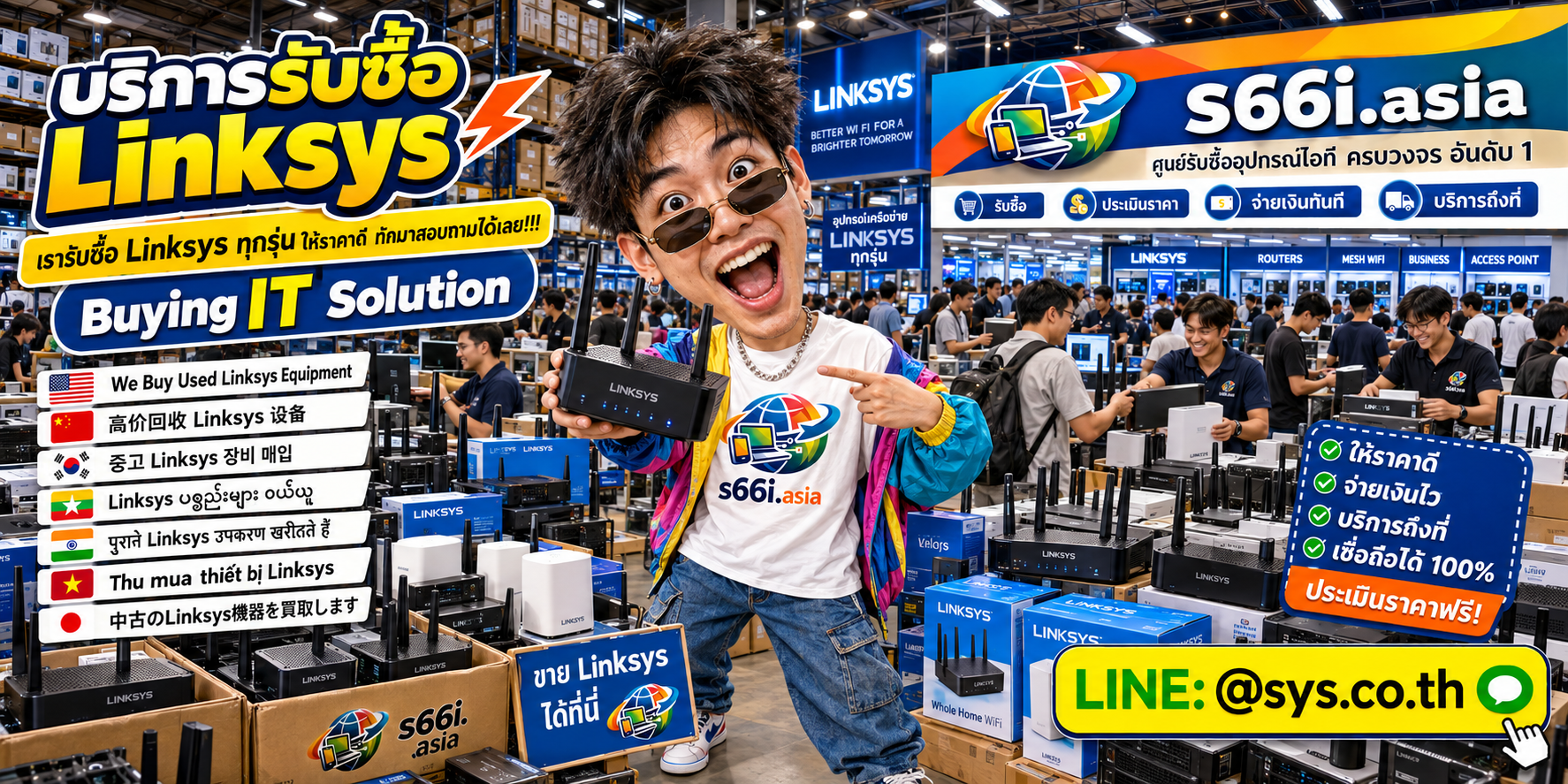 ทีมงาน s66i.asia รับซื้อ Linksys และอุปกรณ์เครือข่ายในโกดังไอที