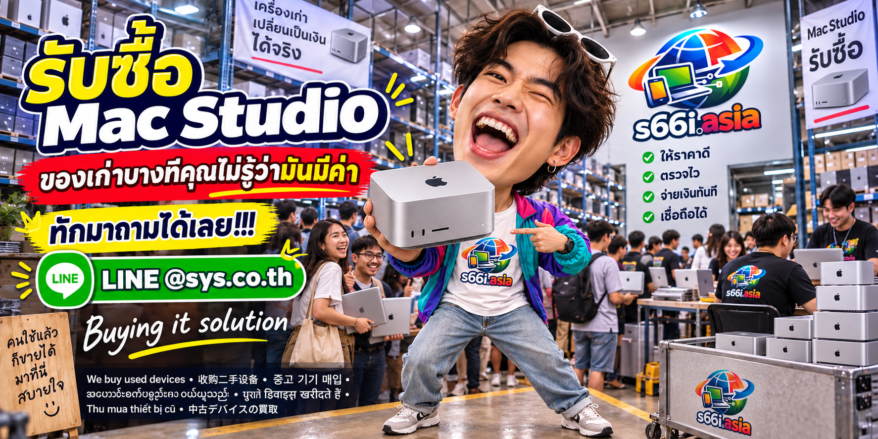 โกดังรับซื้อ Mac Studio s66i.asia มีลูกค้านำ Mac Studio มาขายและทีมงานให้บริการ