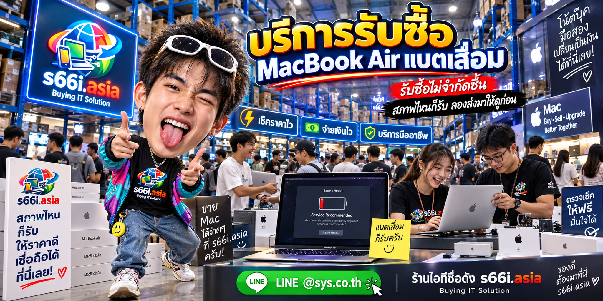ทีมงาน s66i.asia รับซื้อ MacBook Air แบตเสื่อมในโกดังไอที