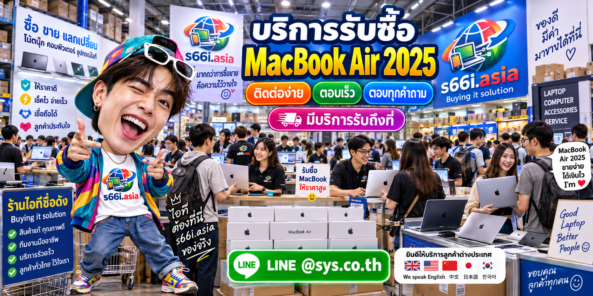 ติดต่อ LINE @sys.co.th เพื่อขาย MacBook Air 2025 ให้ s66i.asia