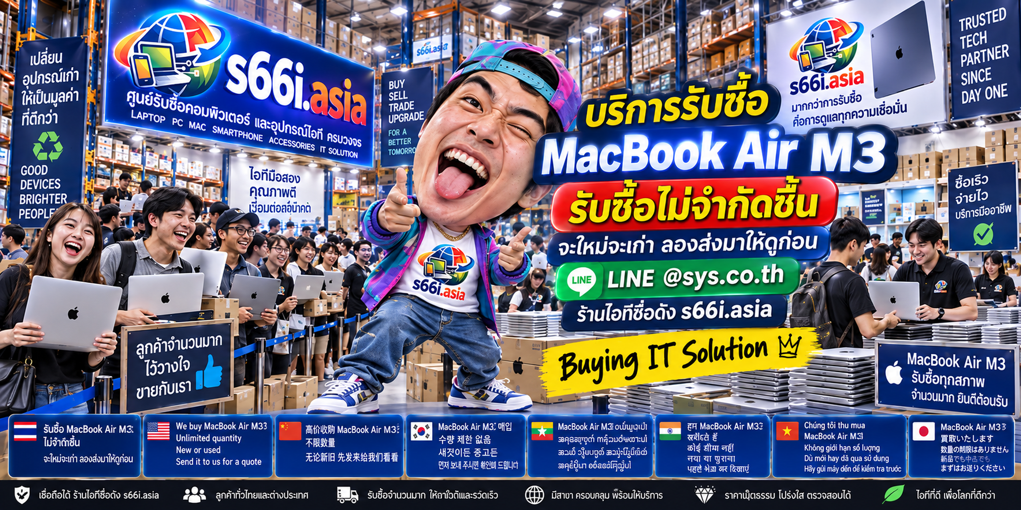 ทีมงาน s66i.asia ให้บริการรับซื้อ MacBook Air M3 ในโกดังไอที