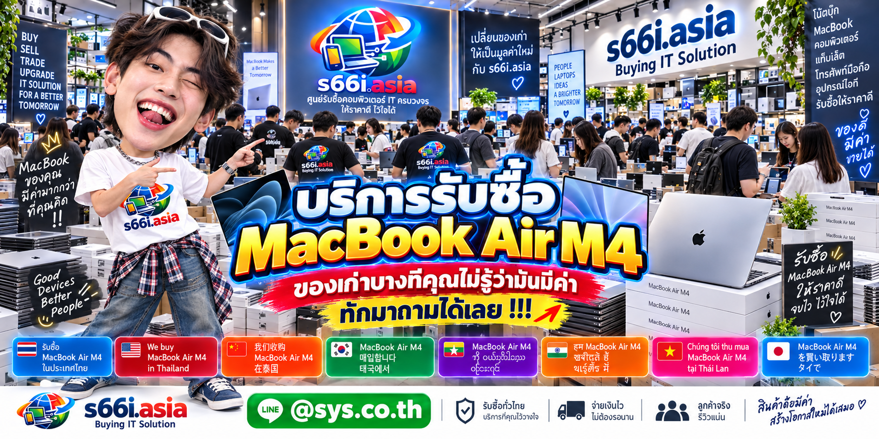 โกดังรับซื้อ MacBook Air M4 s66i.asia มีลูกค้านำเครื่องมาประเมินและขายจำนวนมาก