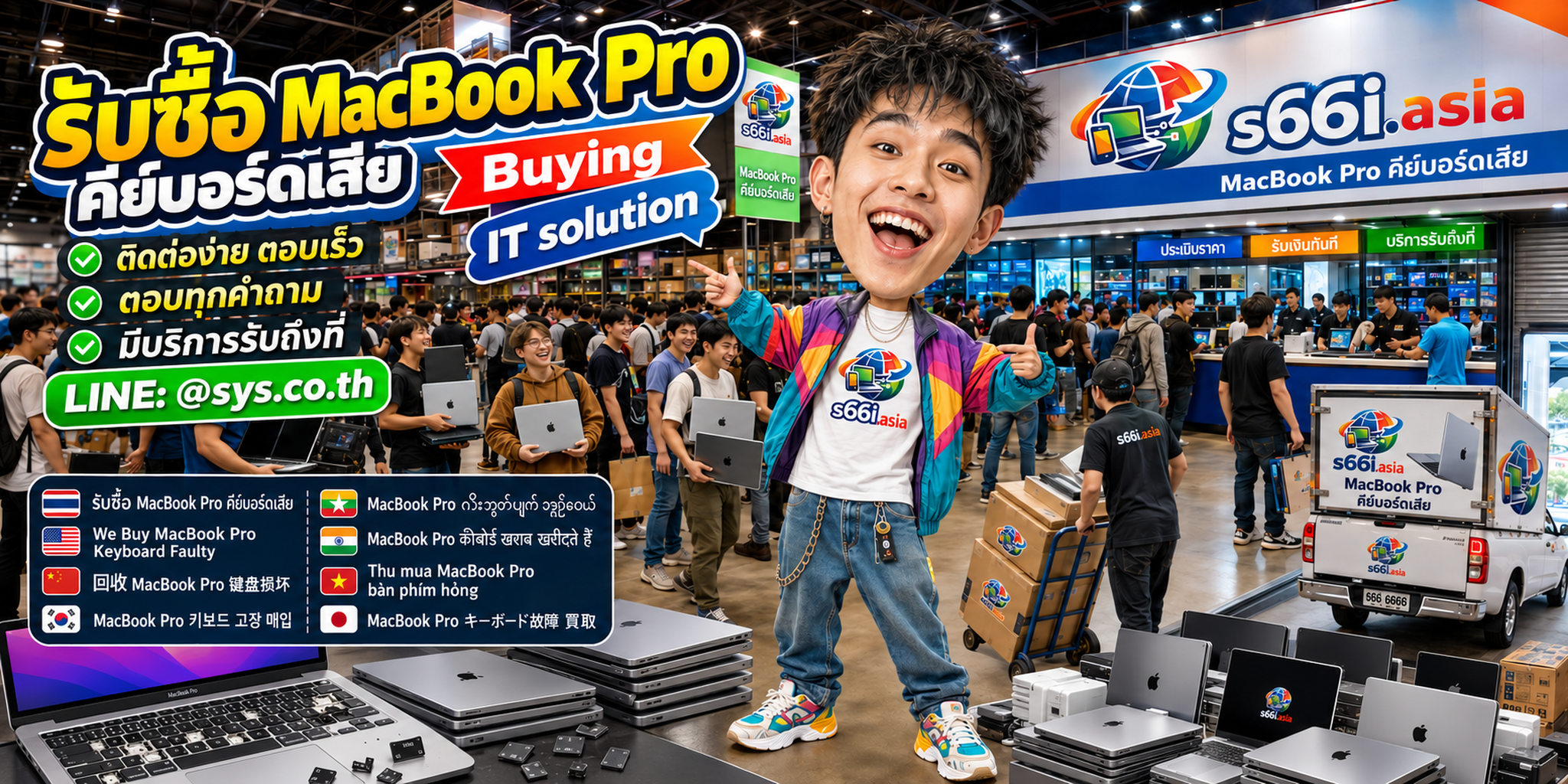 ช่องทาง LINE @sys.co.th สำหรับขาย MacBook Pro คีย์บอร์ดเสียให้ s66i.asia