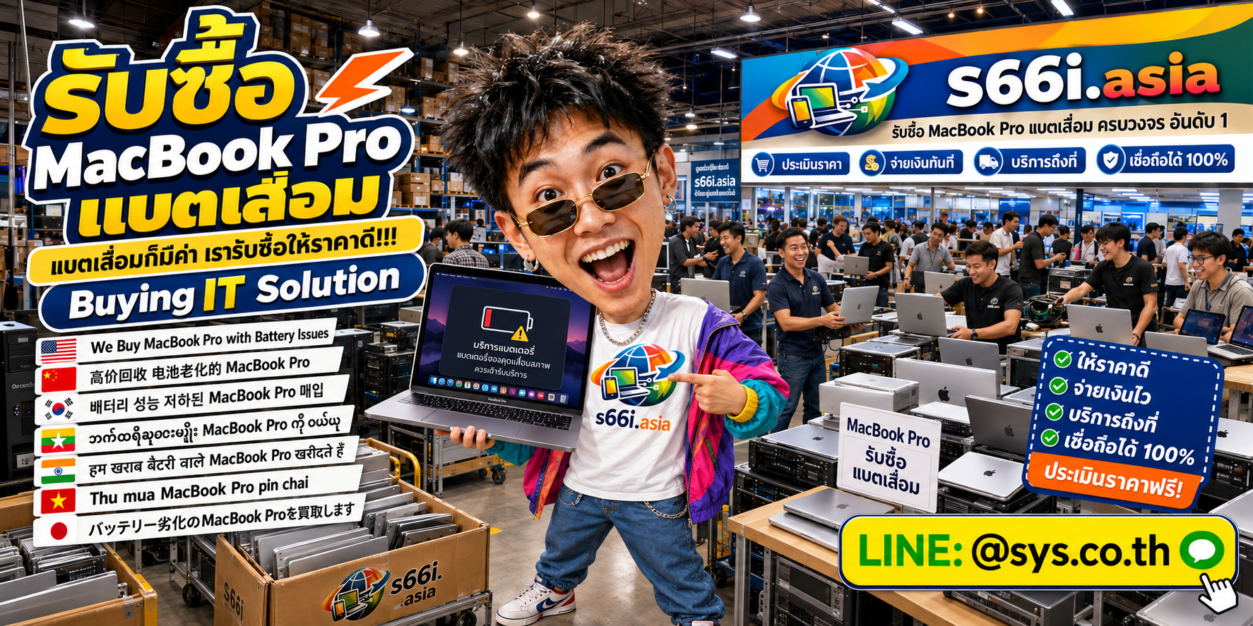ทีมงาน s66i.asia รับซื้อ MacBook Pro แบตเสื่อมในโกดังไอที