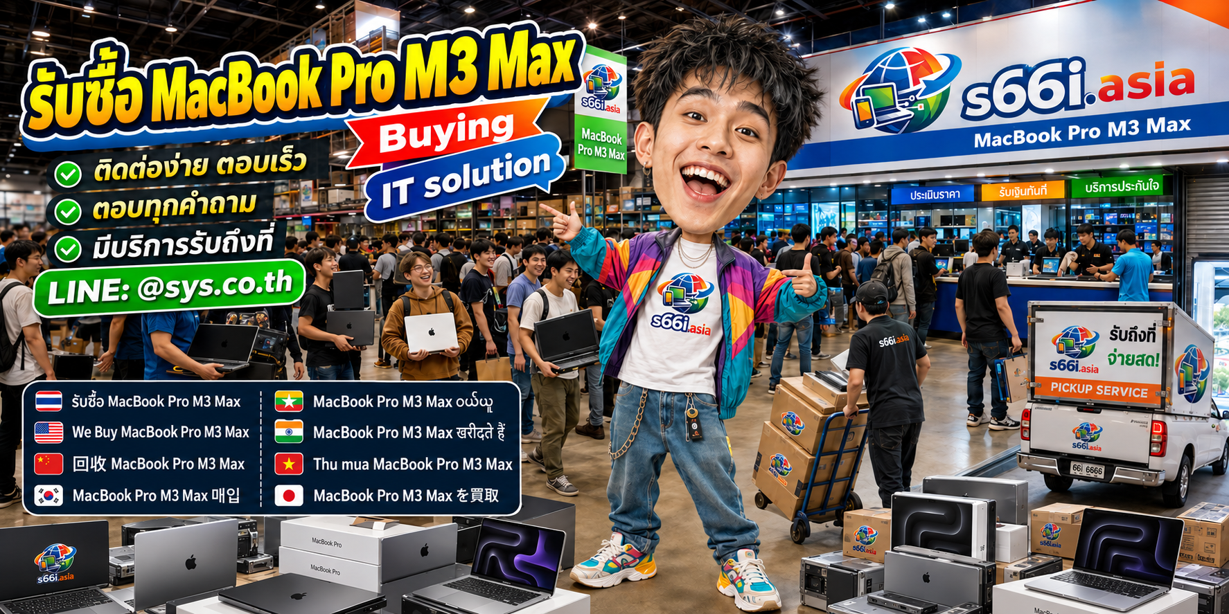 ติดต่อ LINE @sys.co.th สำหรับขาย MacBook Pro M3 Max ให้ s66i.asia