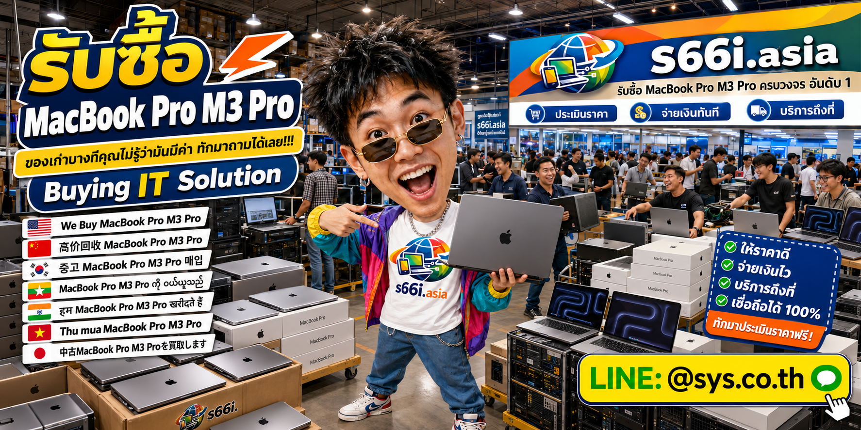ทีมงาน s66i.asia รับซื้อ MacBook Pro M3 Pro ในโกดังไอที