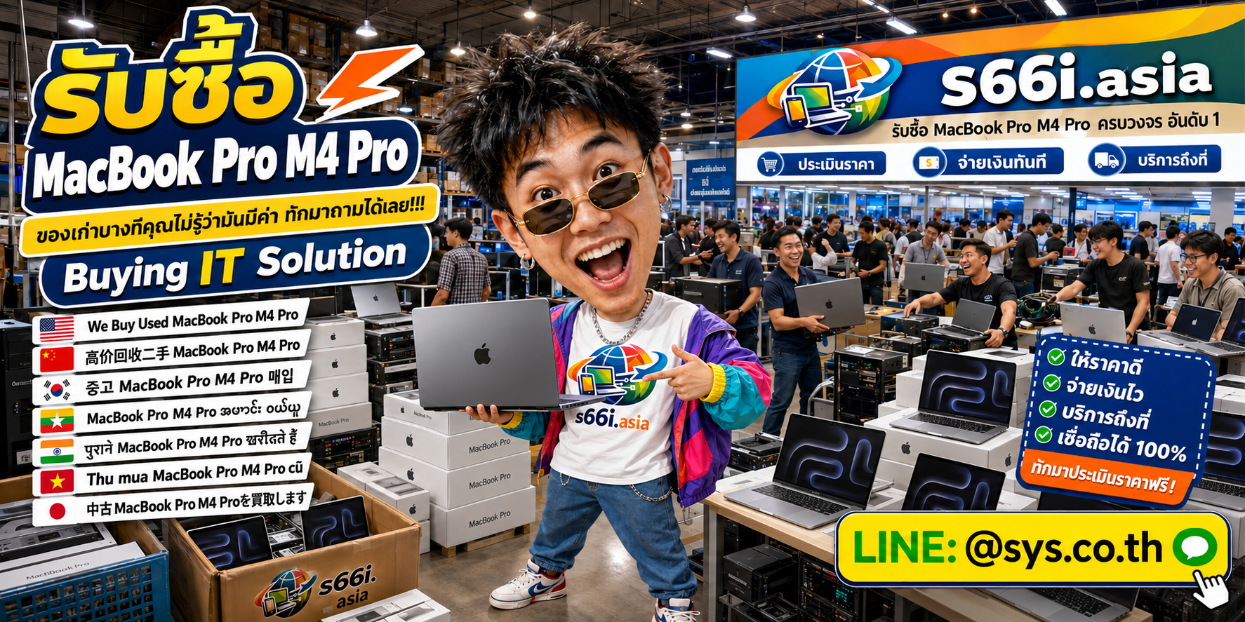 ทีมงาน s66i.asia รับซื้อ MacBook Pro M4 Pro ในโกดังไอที