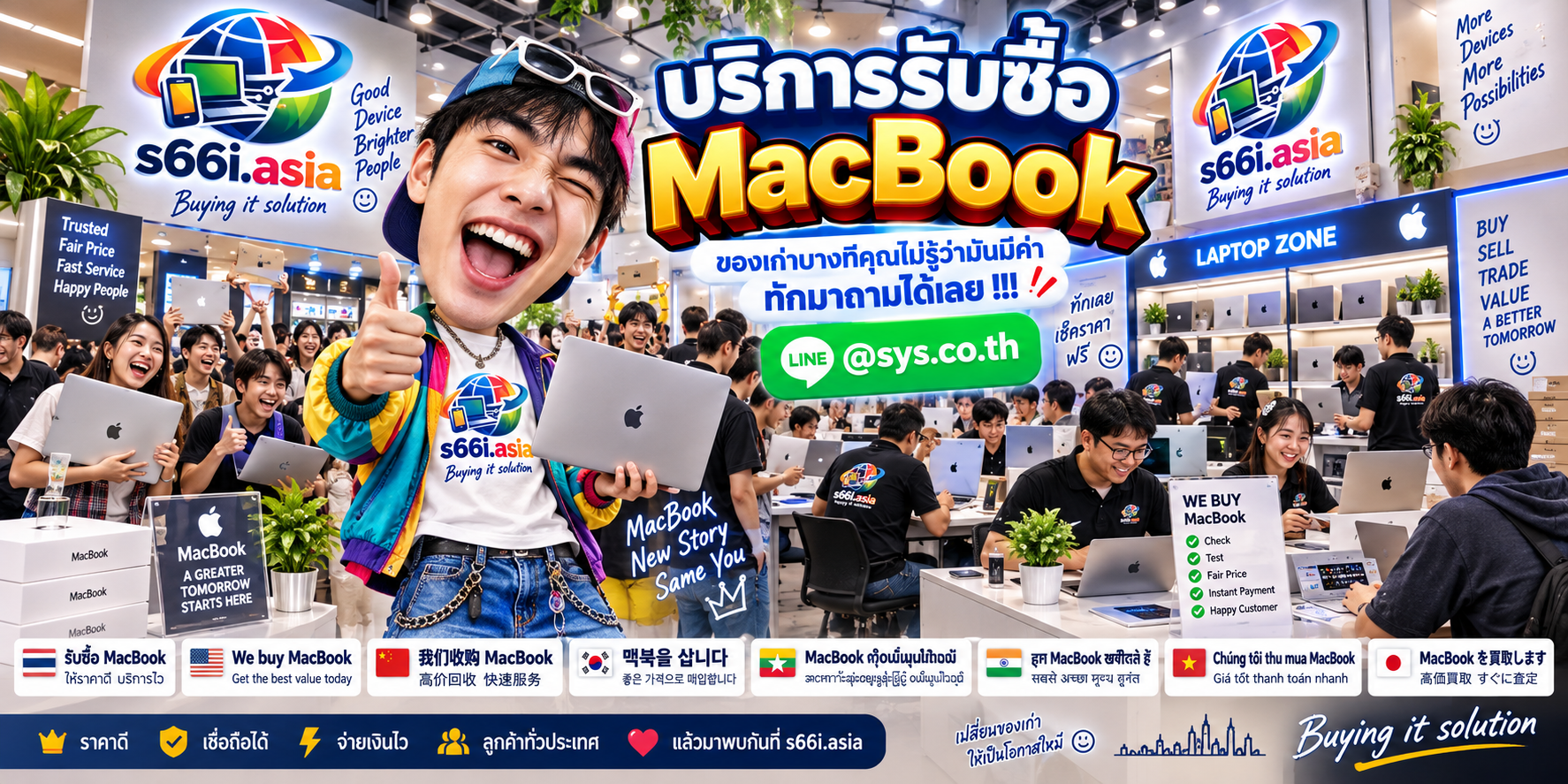 โกดังรับซื้อ MacBook s66i.asia มีลูกค้านำ MacBook มาประเมินและขายจำนวนมาก