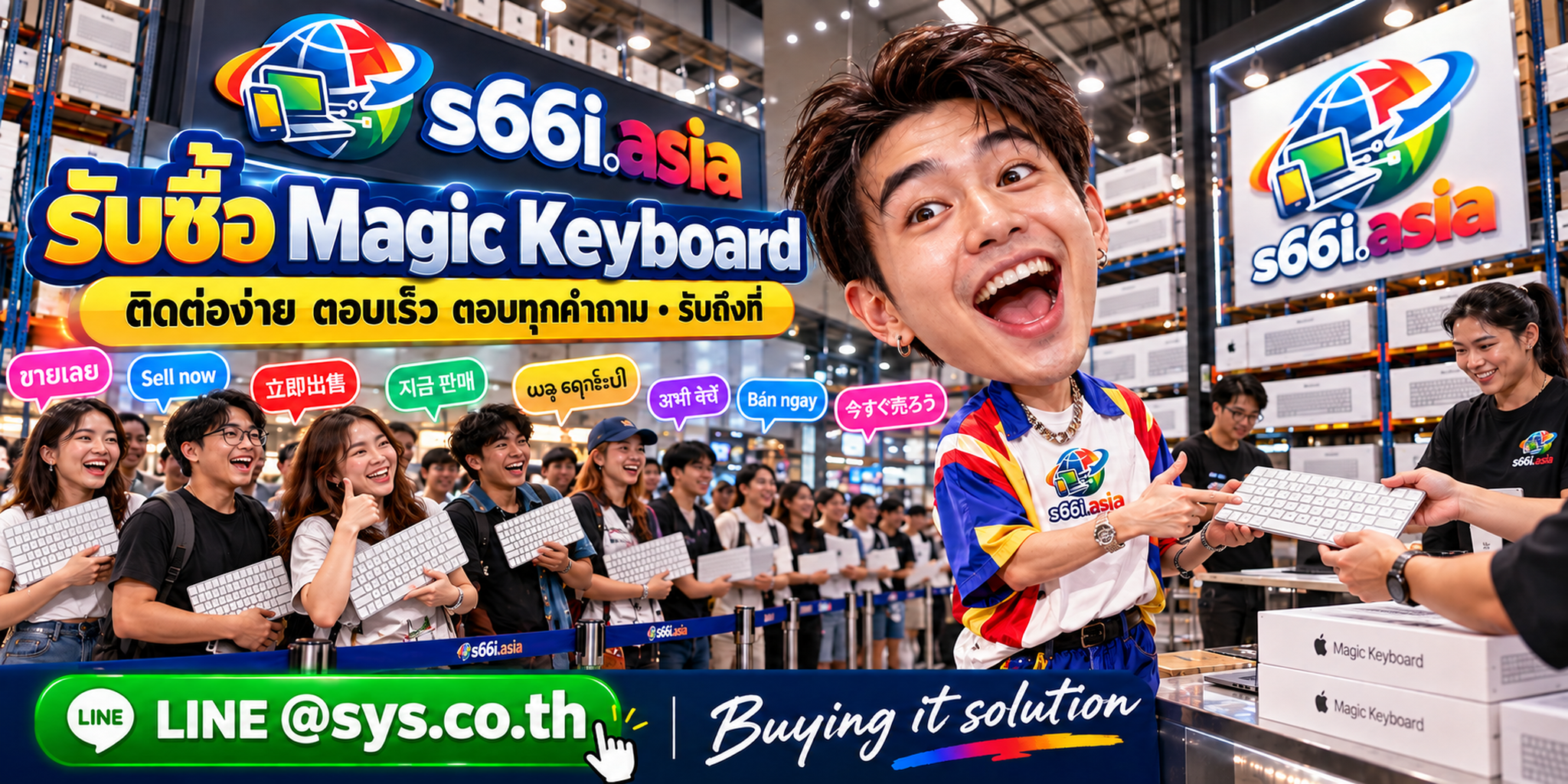 ช่องทาง LINE @sys.co.th สำหรับขาย Magic Keyboard ให้ s66i.asia