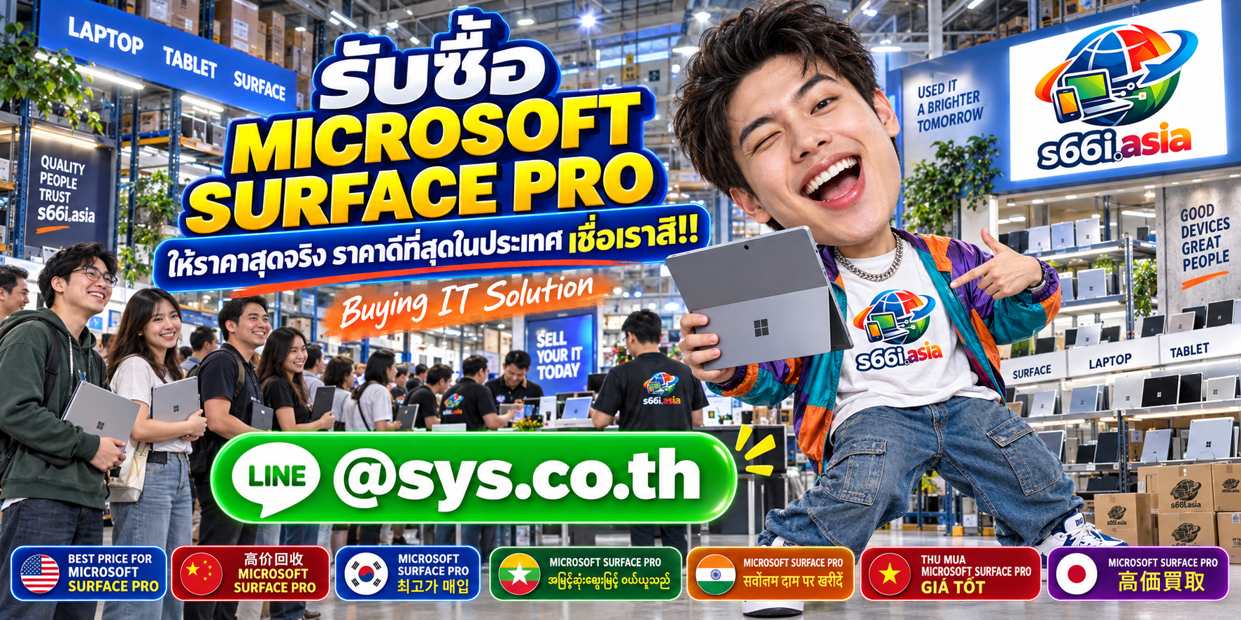 s66i.asia Buying IT Solution รับซื้อ Microsoft Surface Pro ติดต่อ LINE @sys.co.th