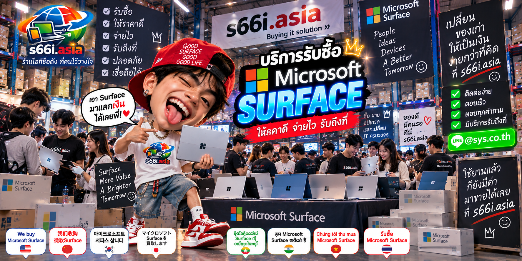 ติดต่อ LINE @sys.co.th เพื่อประเมินและขาย Microsoft Surface กับ s66i.asia