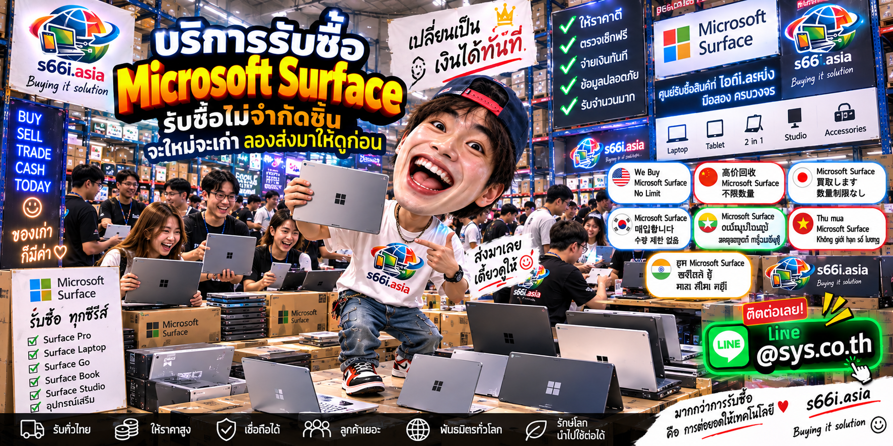 ทีมงาน s66i.asia รับซื้อ Microsoft Surface ในโกดังไอที
