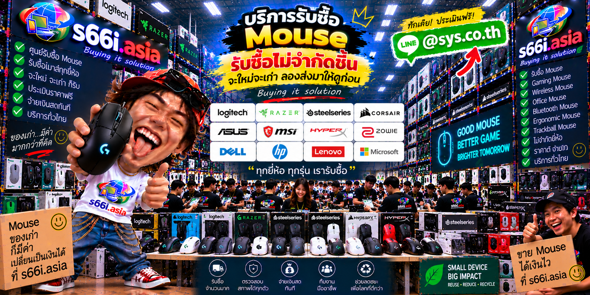 ทีมงาน s66i.asia รับซื้อ Mouse ในโกดังไอที