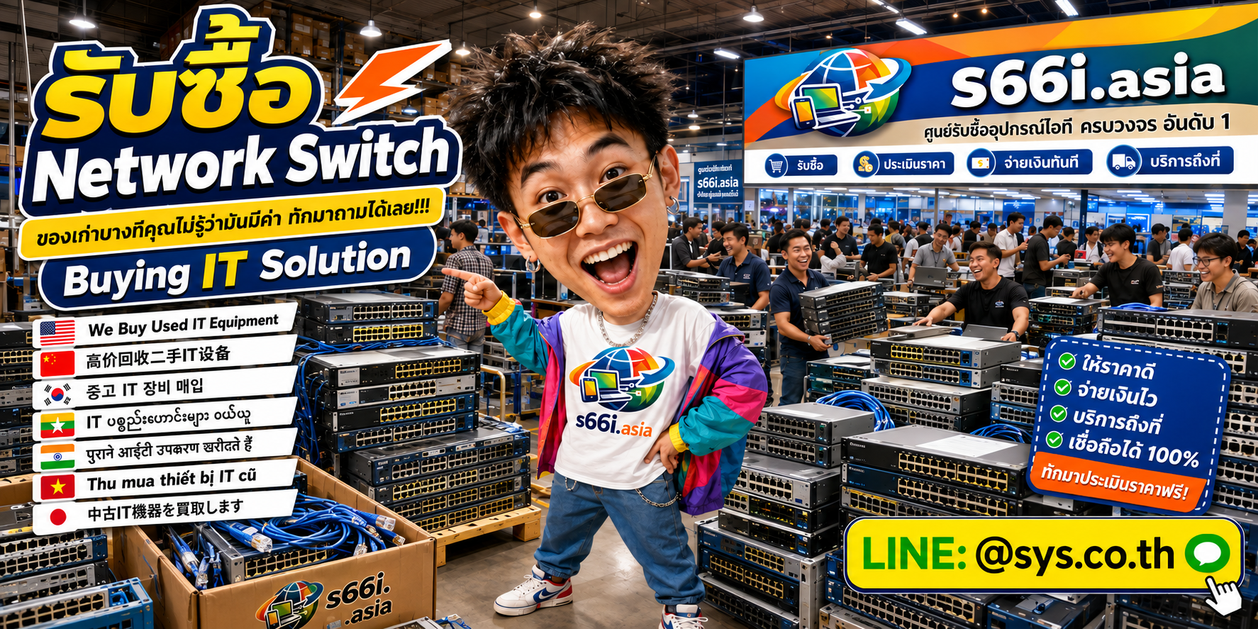 ทีมงาน s66i.asia รับซื้อ Network Switch ในโกดังอุปกรณ์เครือข่าย