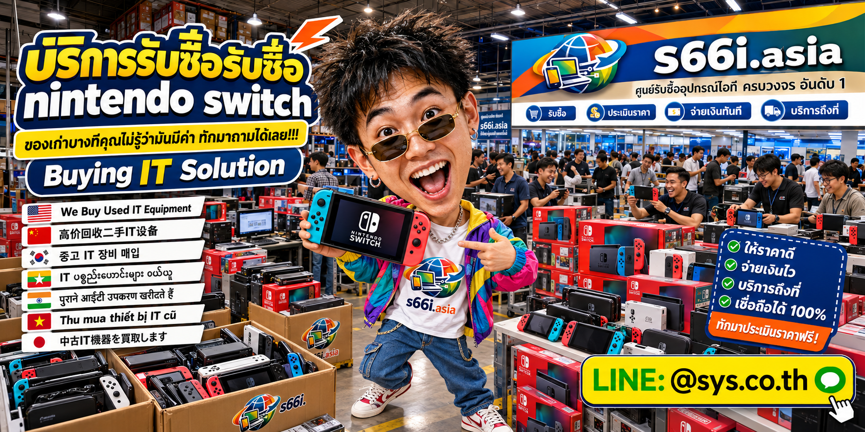 ทีมงาน s66i.asia รับซื้อ Nintendo Switch ในโกดังเครื่องเกมและไอที