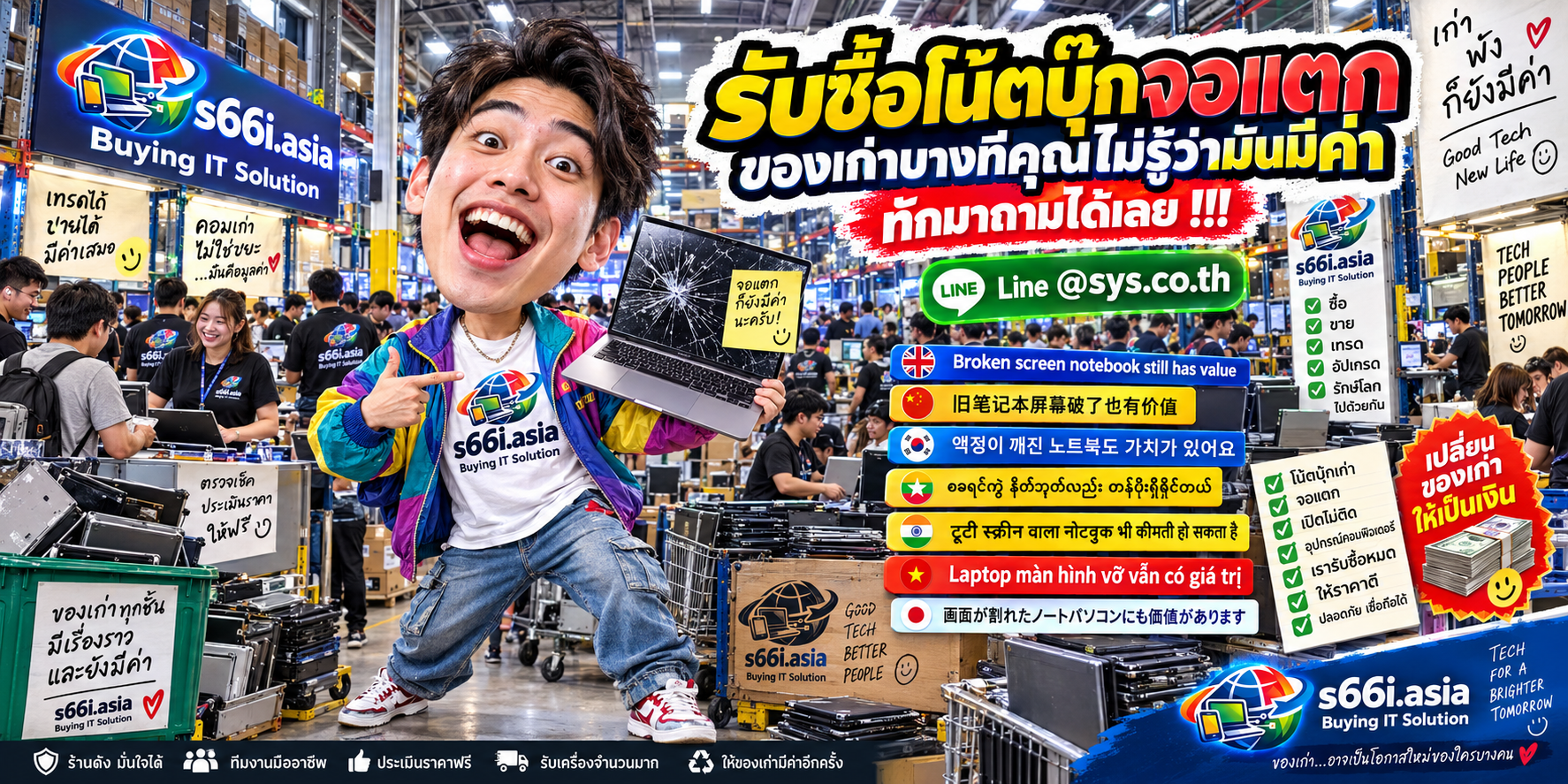 โกดัง s66i.asia รับซื้อ Notebook จอแตกและอุปกรณ์ไอที มีลูกค้ามาใช้บริการจำนวนมาก