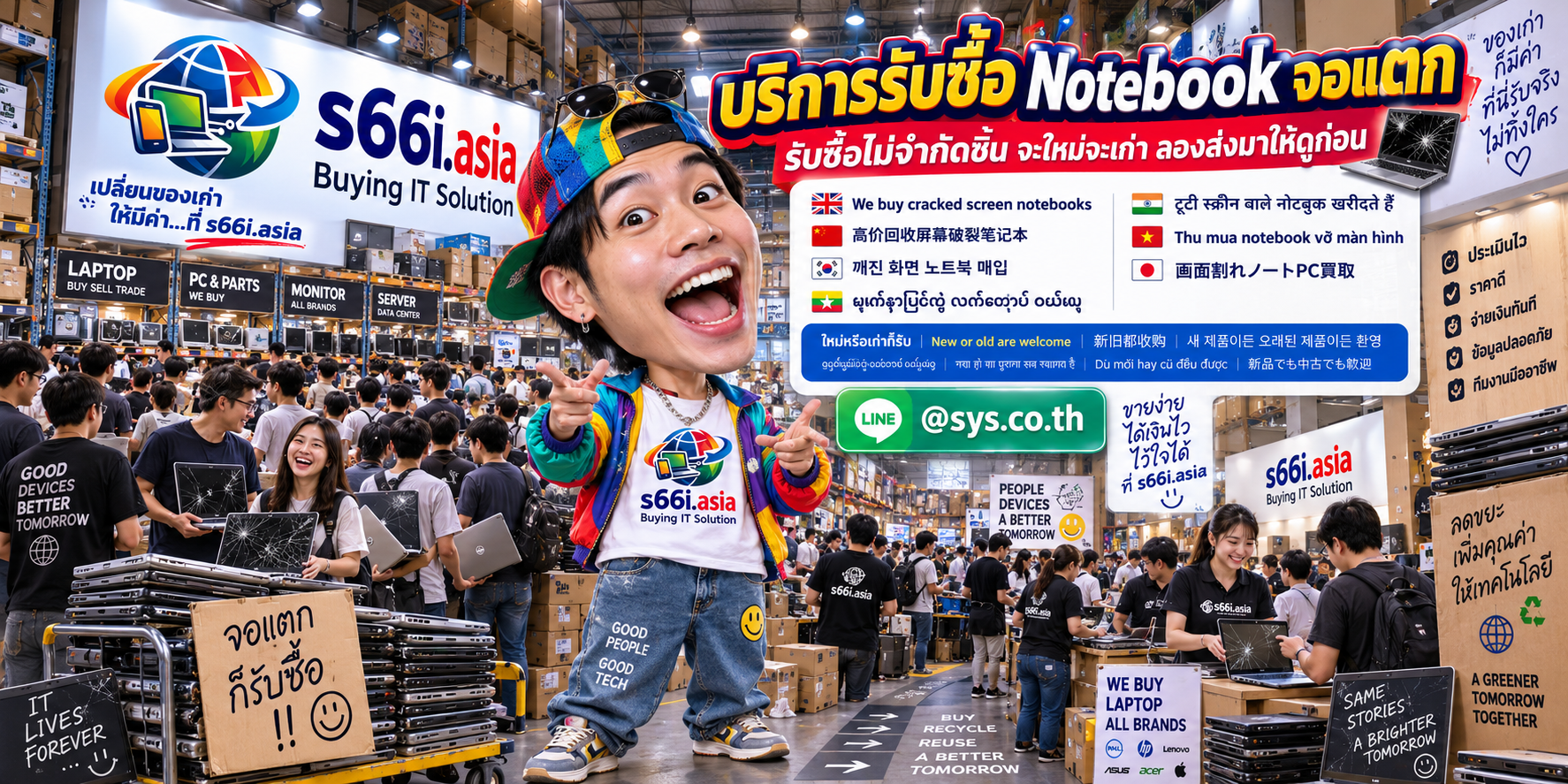 ทีมงาน s66i.asia รับซื้อ Notebook จอแตกและเครื่องเสียในโกดังไอที