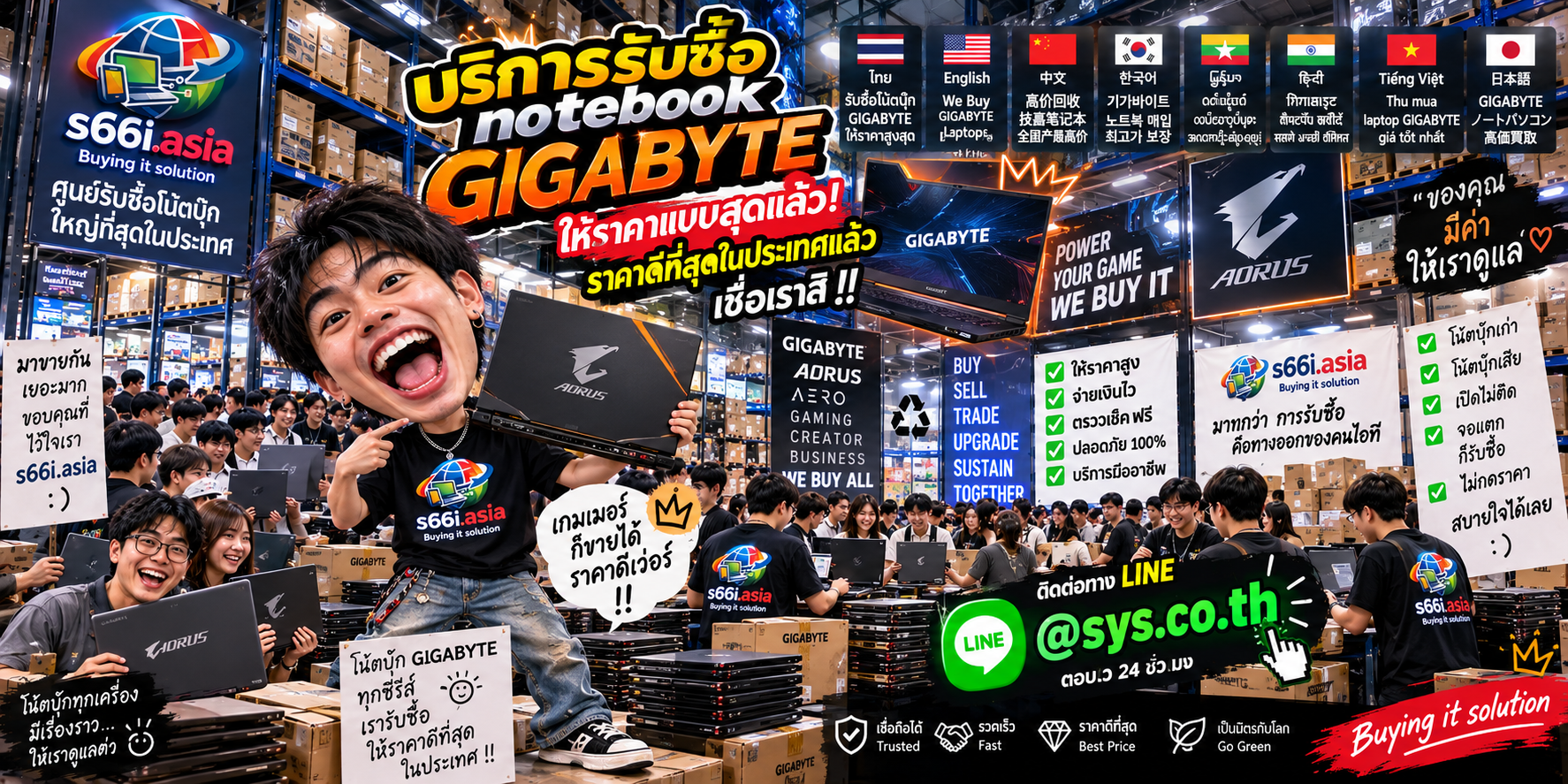 s66i.asia รับซื้อ Notebook Gigabyte ติดต่อ LINE @sys.co.th