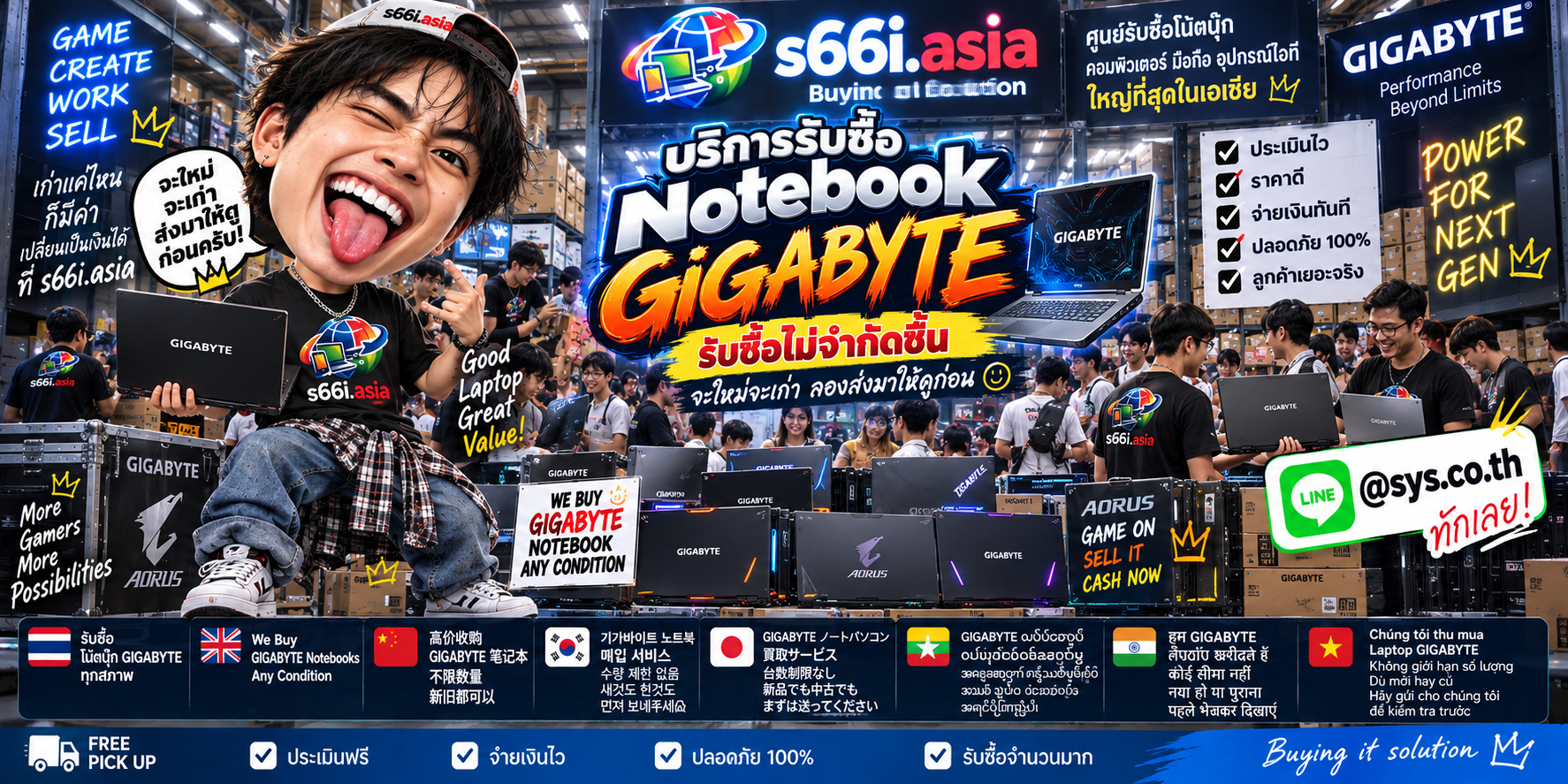 ทีมงาน s66i.asia ประเมินและรับซื้อ Notebook Gigabyte ในโกดังไอที