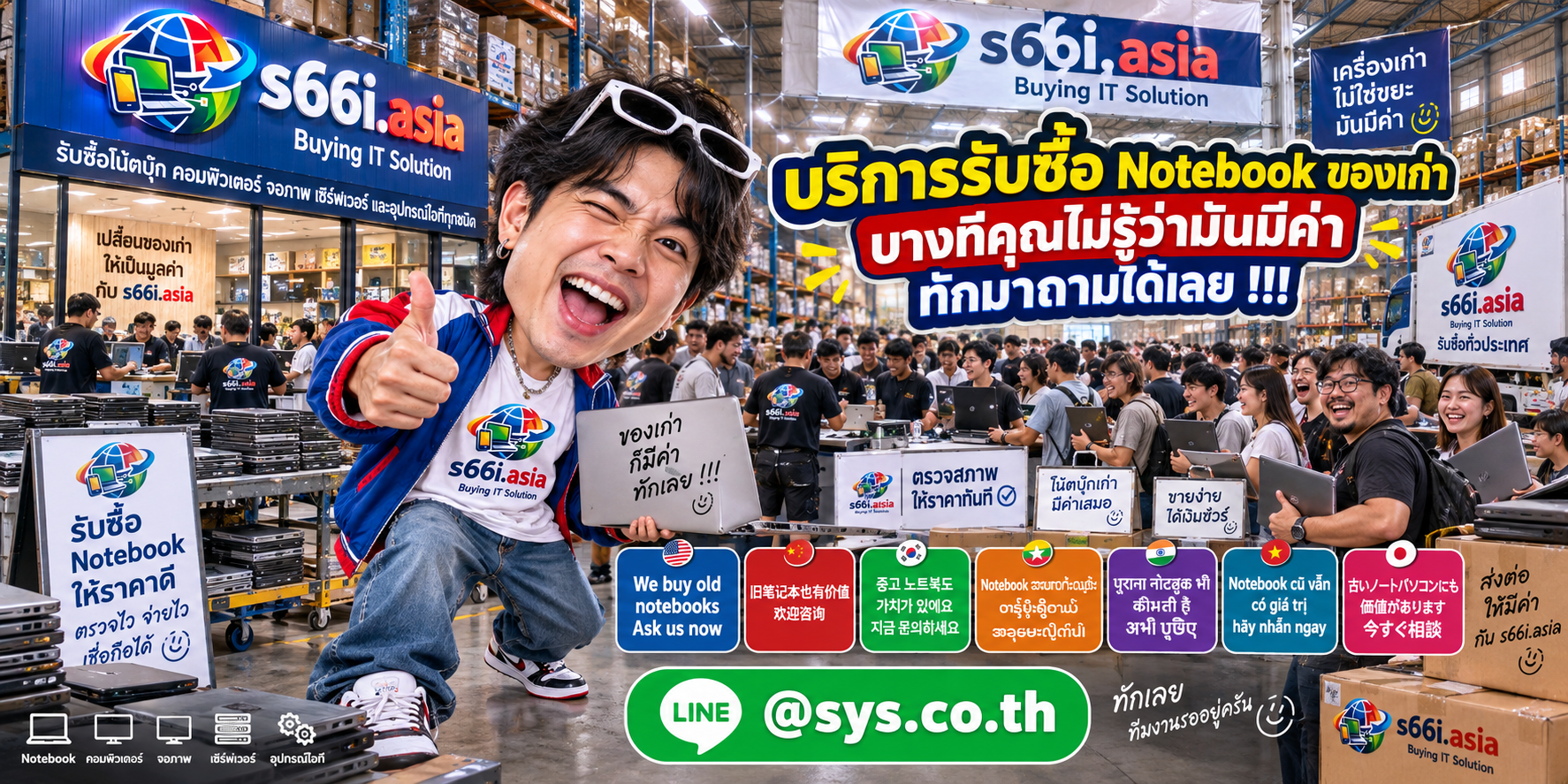 โกดังรับซื้อ Notebook s66i.asia มีลูกค้านำโน๊ตบุ๊คมาขายจำนวนมาก