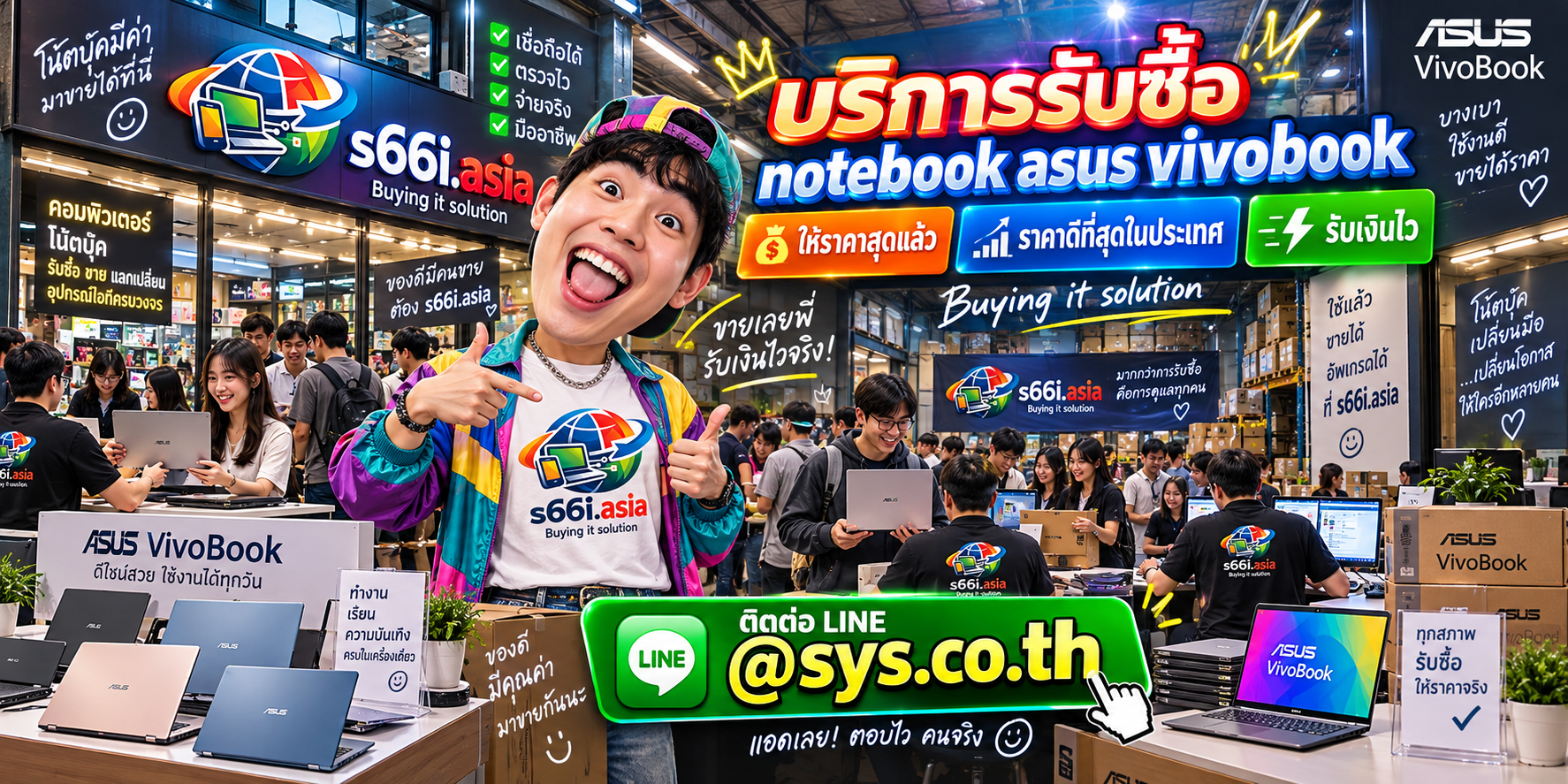 s66i.asia Buying IT Solution รับซื้อ Notebook ASUS Vivobook ติดต่อ LINE @sys.co.th