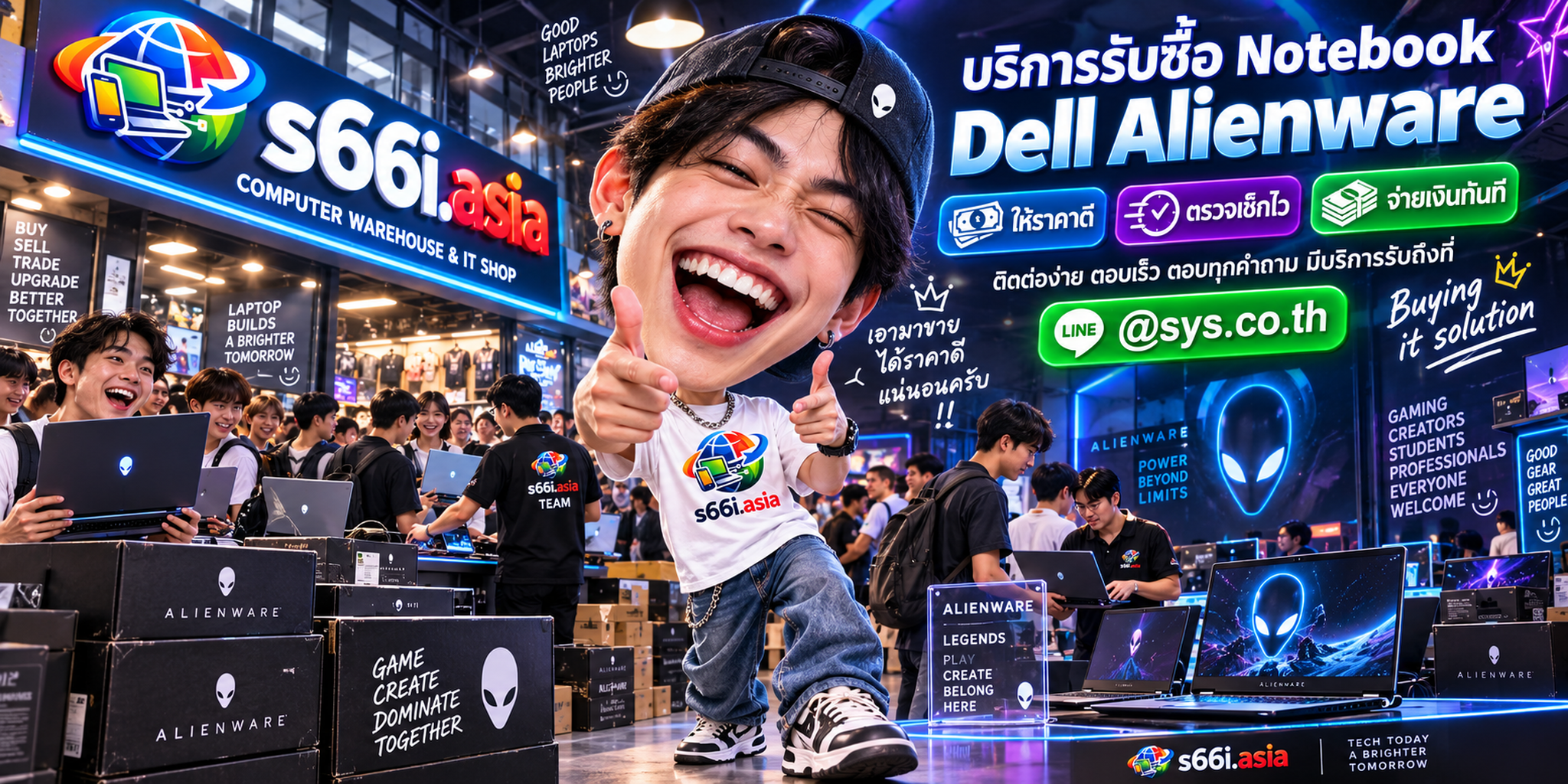 ติดต่อ LINE @sys.co.th เพื่อขาย Notebook Dell Alienware ให้ s66i.asia