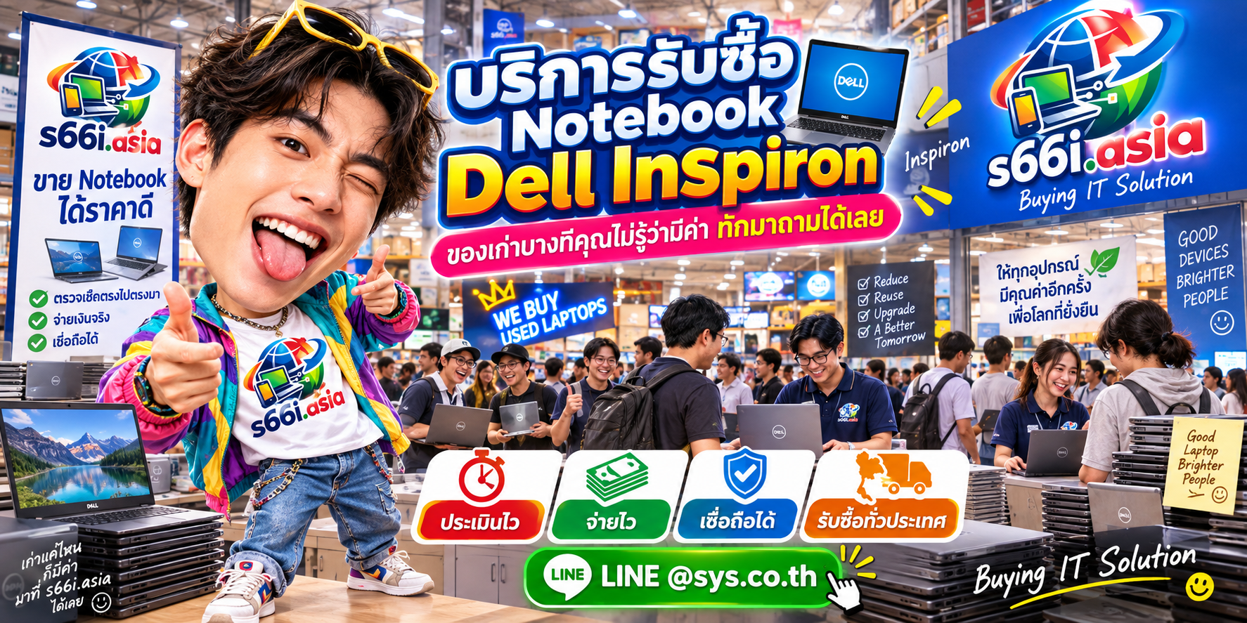 โกดัง s66i.asia รับซื้อ Notebook Dell Inspiron มีลูกค้านำเครื่องมาประเมินจำนวนมาก