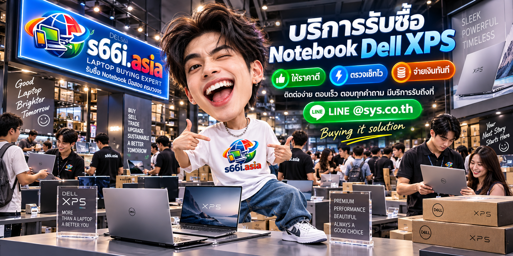 ติดต่อ LINE @sys.co.th เพื่อส่งรูปและข้อมูล Notebook Dell XPS
