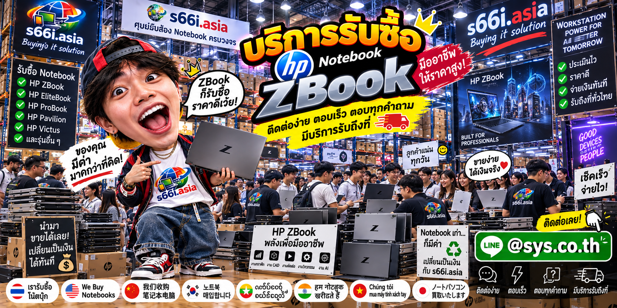 ช่องทาง LINE @sys.co.th สำหรับขาย Notebook HP ZBook ให้ s66i.asia
