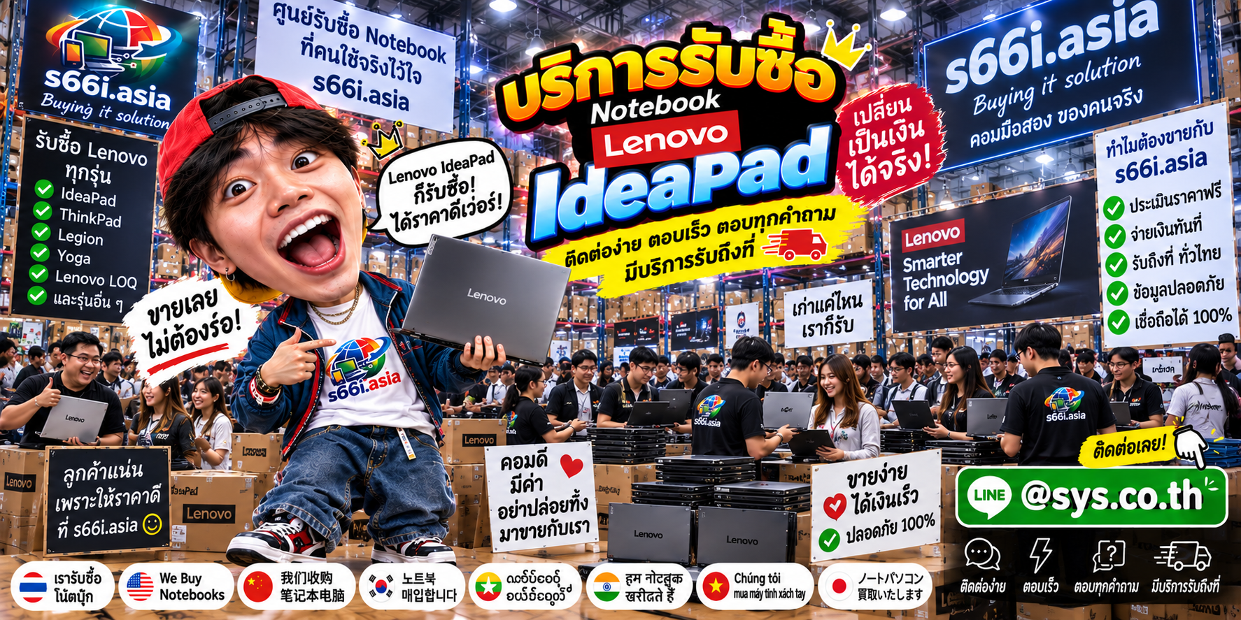 ช่องทาง LINE @sys.co.th สำหรับขาย Lenovo IdeaPad ให้ s66i.asia