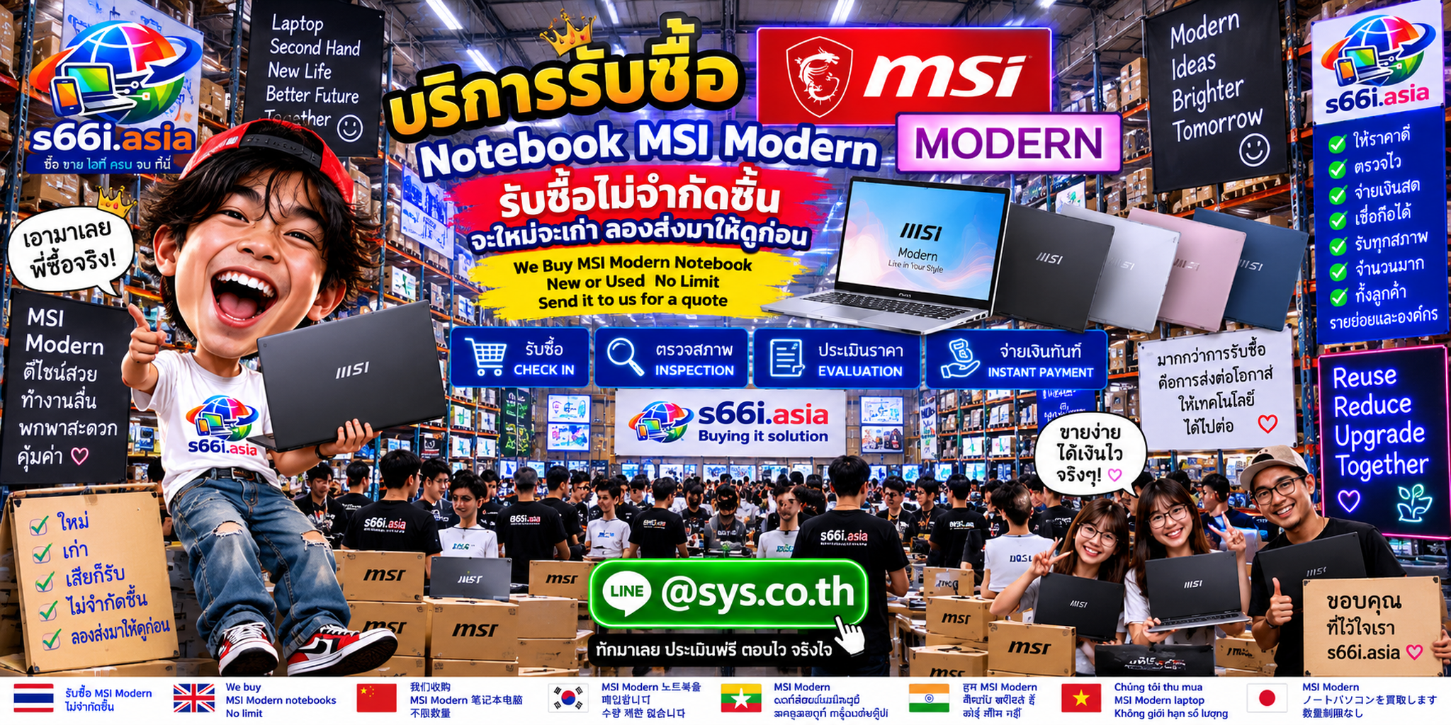 ทีมงาน s66i.asia รับซื้อ MSI Modern มือสองในโกดังไอที