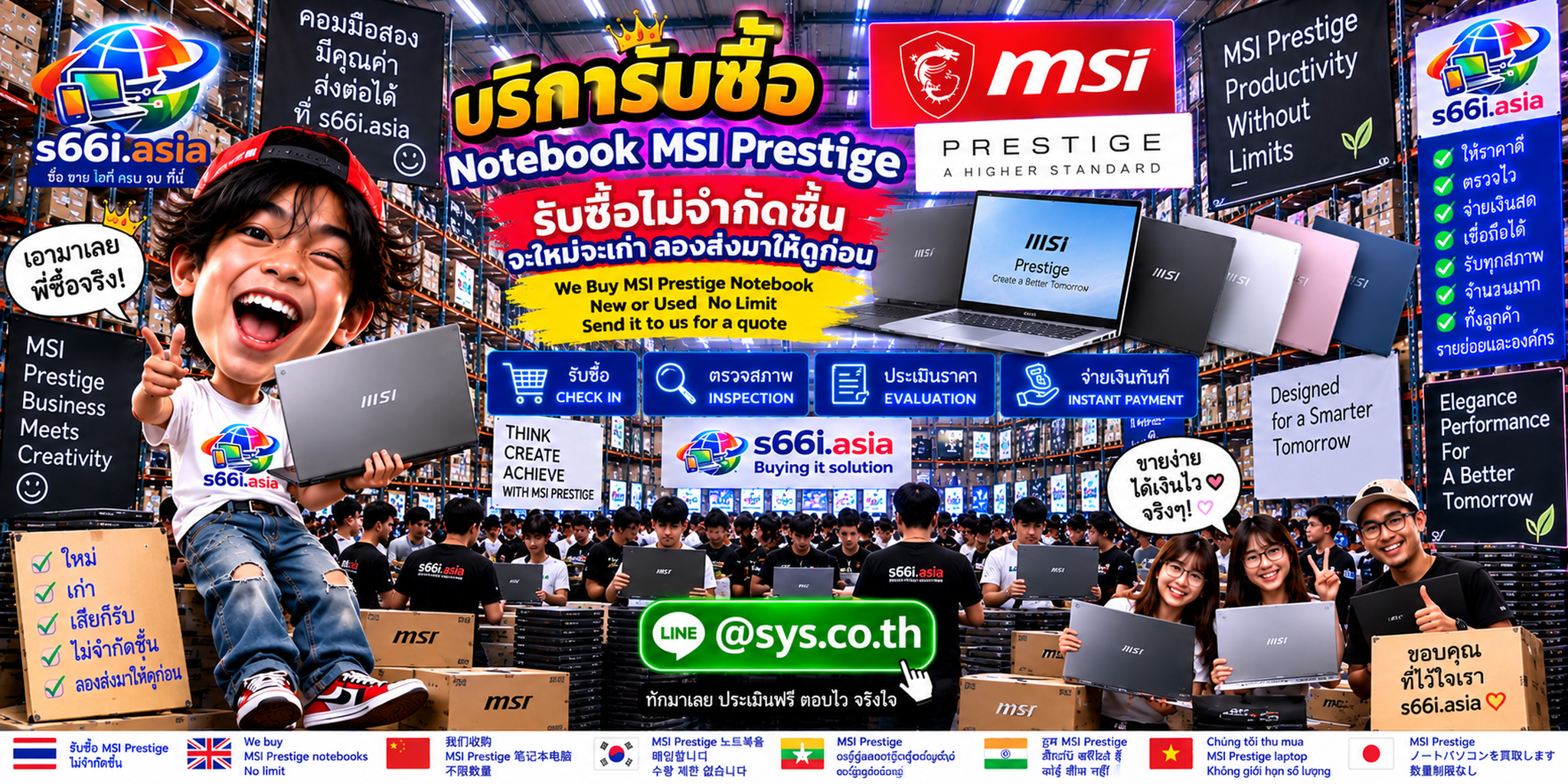 ทีมงาน s66i.asia รับซื้อ Notebook MSI Prestige ในโกดังไอที