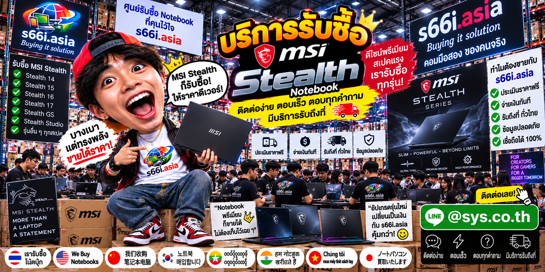 ช่องทาง LINE @sys.co.th สำหรับขาย MSI Stealth ให้ s66i.asia