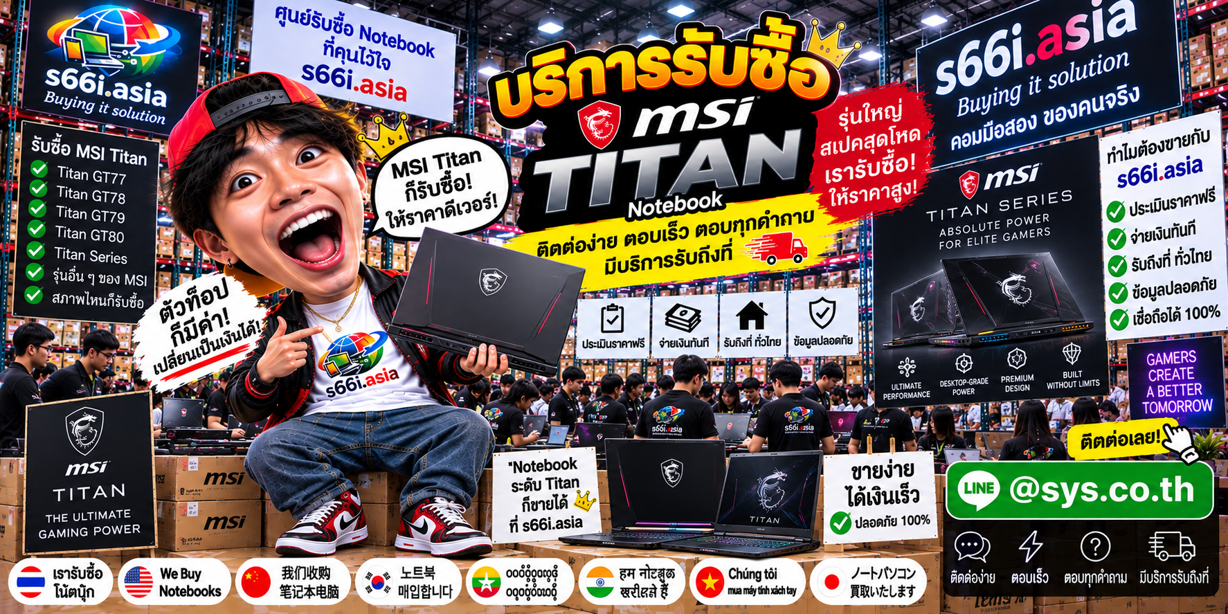 ติดต่อ LINE @sys.co.th เพื่อขาย Notebook MSI Titan กับ s66i.asia