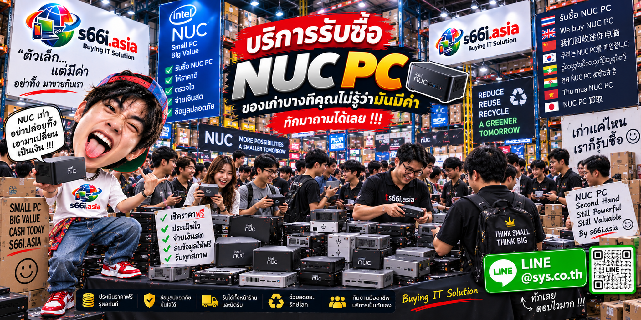 โกดังรับซื้อ NUC PC s66i.asia มีลูกค้านำ NUC PC มาประเมินและขายจำนวนมาก
