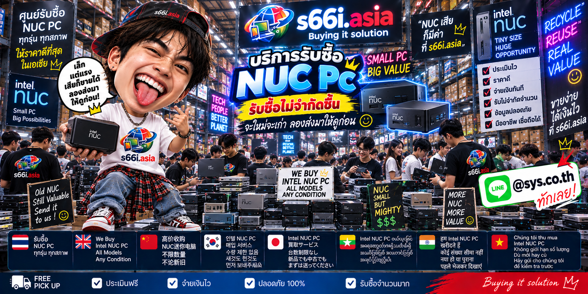 ทีมงาน s66i.asia รับซื้อ NUC PC มือสองและ NUC PC จำนวนมากในโกดังไอที