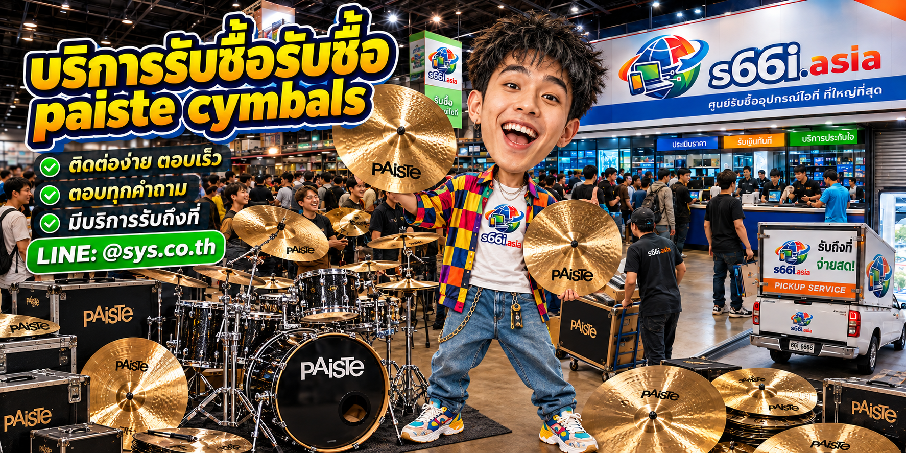 ช่องทาง LINE @sys.co.th สำหรับขาย Paiste Cymbals ให้ s66i.asia
