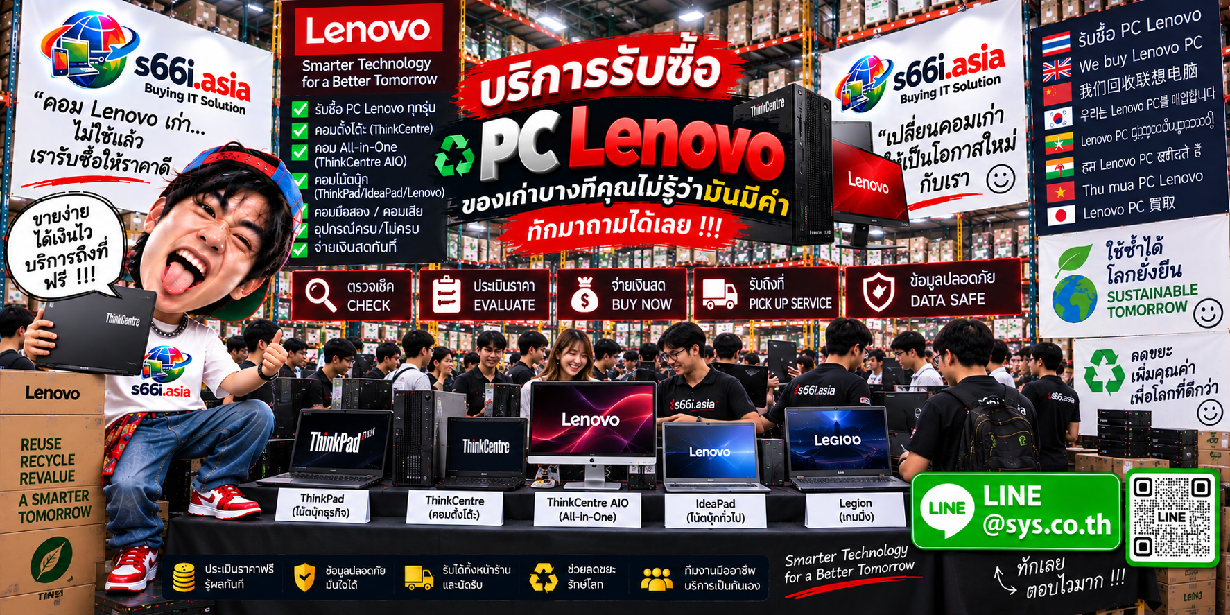 โกดังรับซื้อ PC Lenovo s66i.asia มีคอมพิวเตอร์ Lenovo และลูกค้าจำนวนมาก