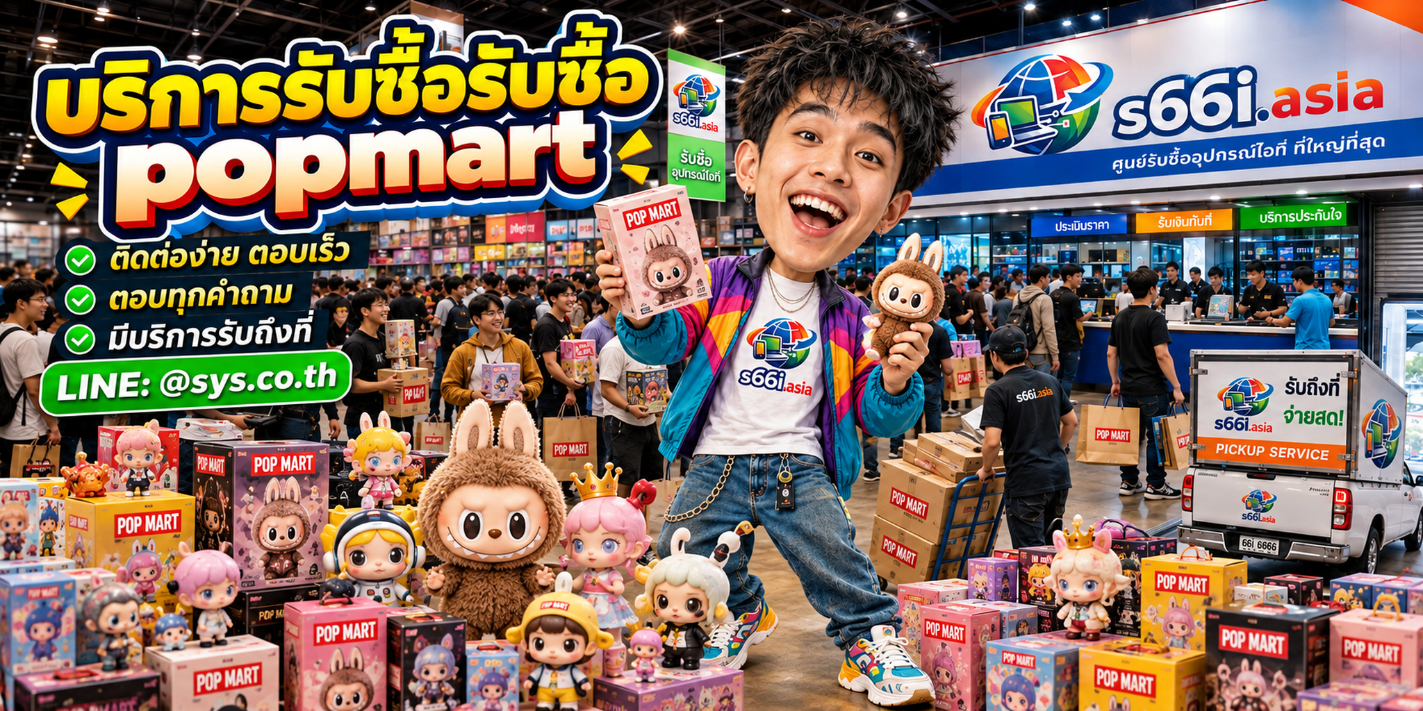 ช่องทาง LINE @sys.co.th สำหรับขาย POP MART ให้ s66i.asia